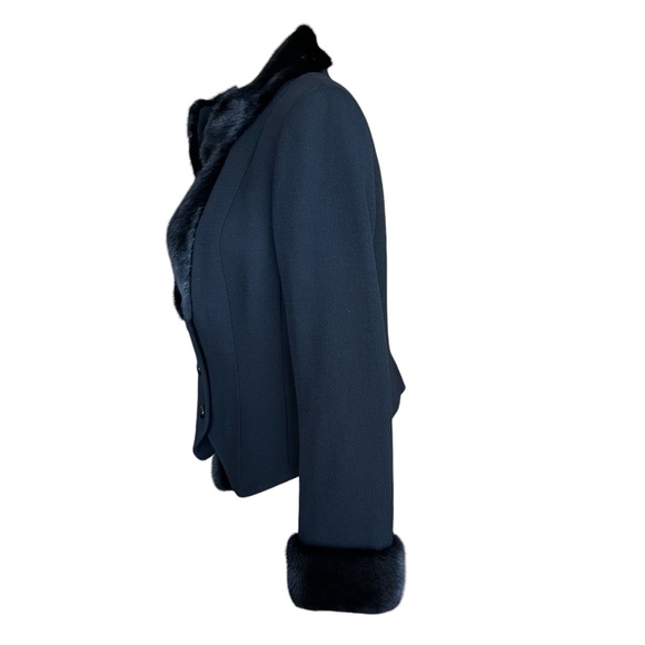 Brooks Brothers Mink Trimmed Wool Jacket Blazer with Silk Lining Size 12 - Picture 6 of 11